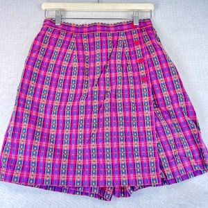 Vintage EP PRO Golf Pink Plaid Diamond Pattern Button Skort Intaglio Zip Pockets